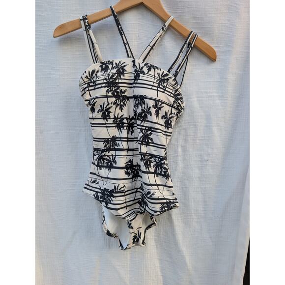 Anthropologie Mermaid Women's Tropical Palm Tree One Piece Swimsuit S/P Coastal - Picture 3 of 6